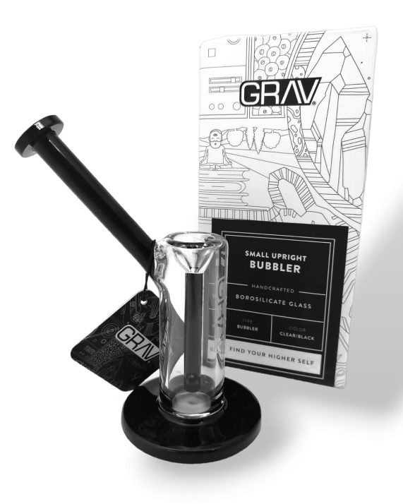 GRAV SMALL UPRIGHT BUBBLER - CLEAR-black ub3.3
