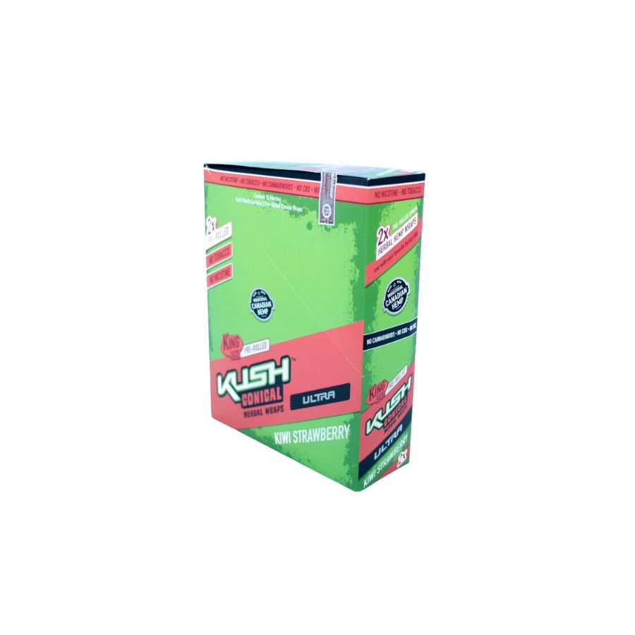 WRAPS PREROLADOS - KUSH CONICAL "Kiwi strawberry" King size (caja 15x2 paquetes)