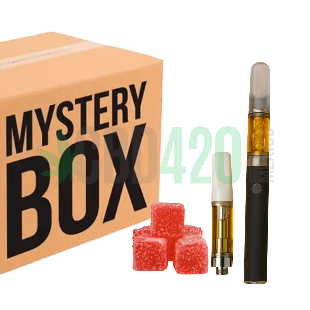 MYSTERY BOX - 1 cartucho + 1 pluma desechable (2 gramos) + gomitas thc